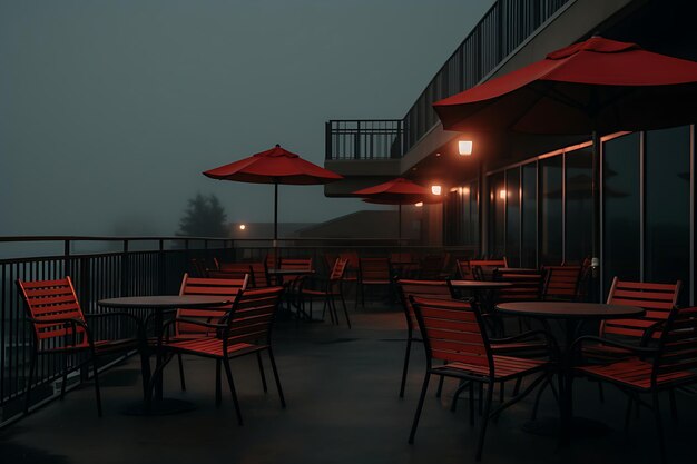 Foto van Foggy city rooftop club