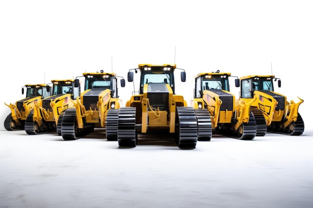 Foto van gele bulldozer op de witte achtergrond