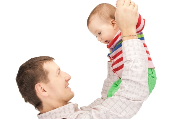 foto van gelukkige vader met schattige baby