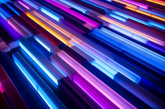 Foto van gloeiende neonlijnen die een abstract patroon creëren