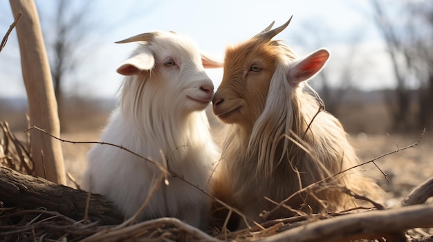 foto van hartsmeltende twee geiten met de nadruk op uitdrukking van liefde