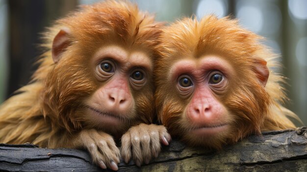 foto van hartversmeltende twee Uakari met de nadruk op uitdrukking van liefde