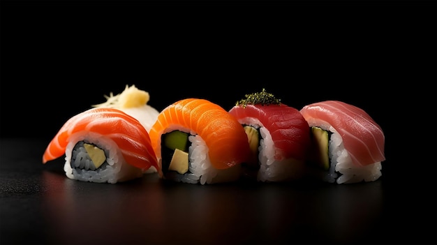 Foto van heerlijke sushi op zwarte achtergrond