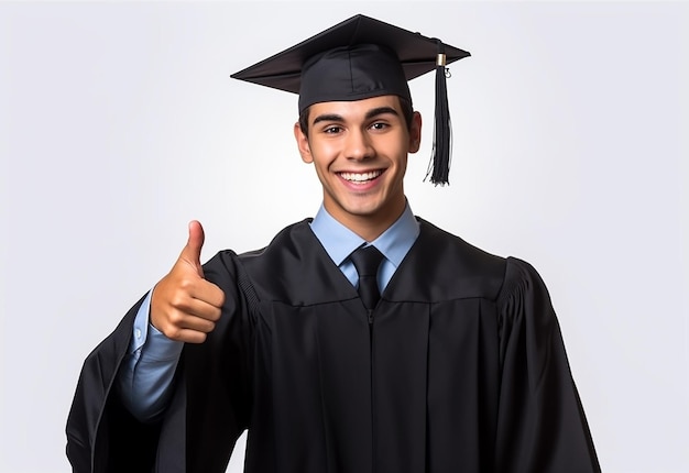 Foto van het gelukkige afstudeerteam van afstudeerstudenten met afstudeerhoed en diploma