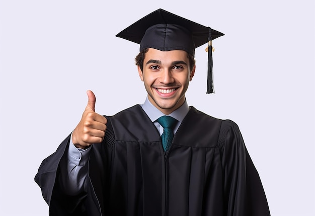 Foto van het gelukkige afstudeerteam van afstudeerstudenten met afstudeerhoed en diploma