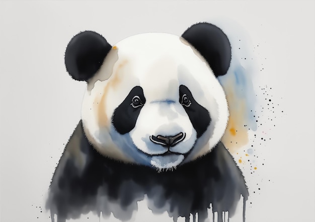 Foto van het gezicht van de panda in waterverf