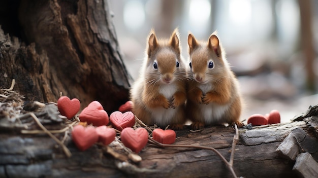 foto van het hart smelten van twee eekhoorns met een nadruk op uitdrukking van liefde