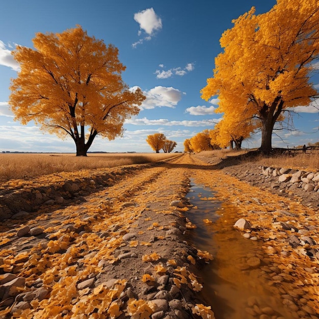 Foto van het landschap in de gouden herfst