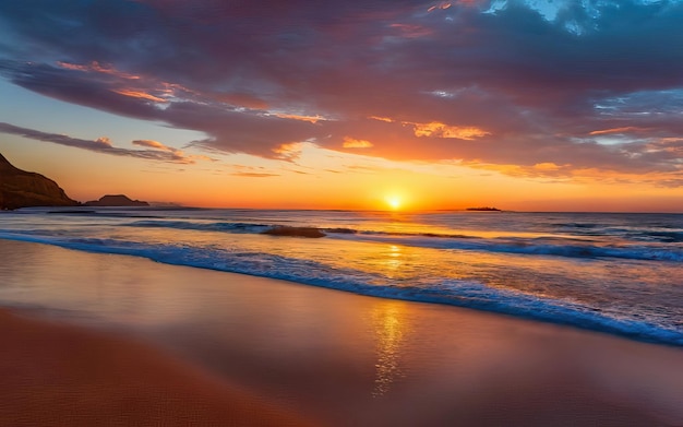 Foto van het paradijsstrand overdag met zonsondergang