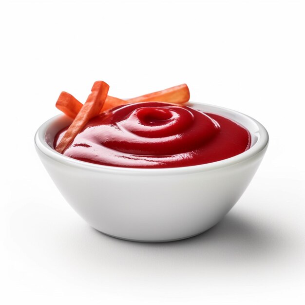 Foto foto van ketchup zonder achtergrond met witte achtergrond