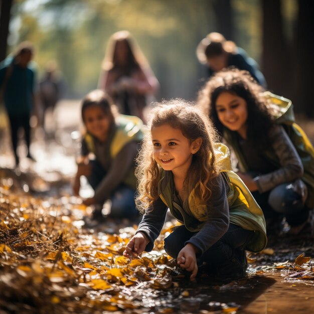 Foto van kinderen die een achtergrond vastleggen