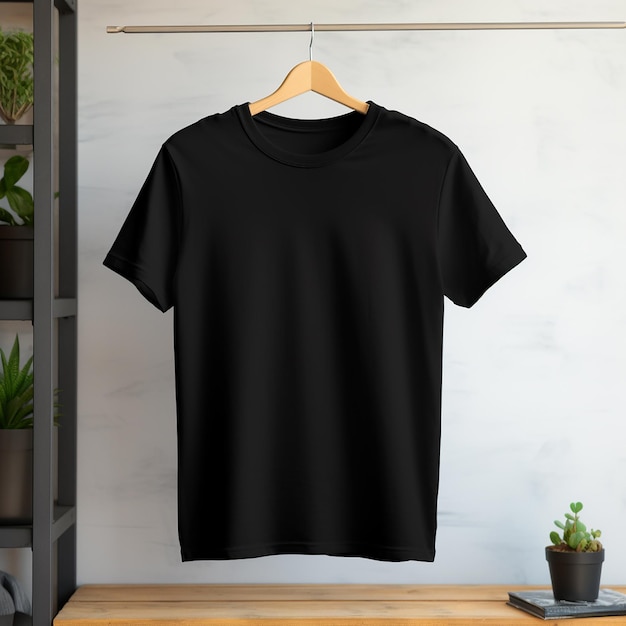 Foto van lege zwarte t-shirt in geïsoleerd voor t-shirtmodel