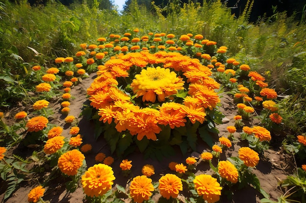 Foto van marigold bloemblaadjes gerangschikt in een spiraal