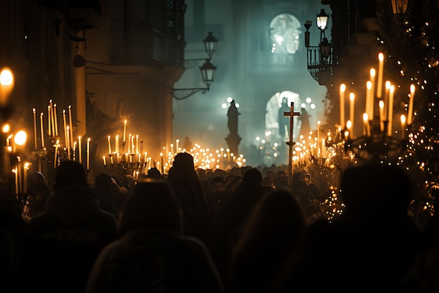 Foto van mensen die deelnemen aan een traditionele paasoptocht in S Festival Holiday Concept