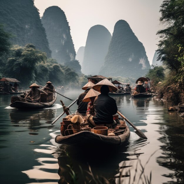 Foto foto van mensen in guilin