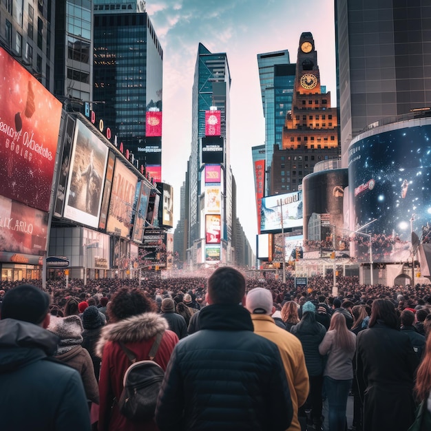 Foto van mensen voor Times Square in New York City, VS