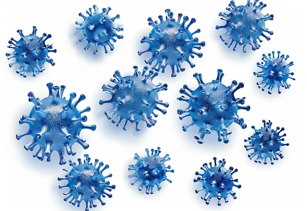 Foto foto van microscopische kiemen van het coronavirusvirus achtergrond met kopieerruimte 3d-render