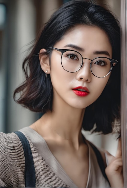 Foto van model Aziaat met werkpak en bril