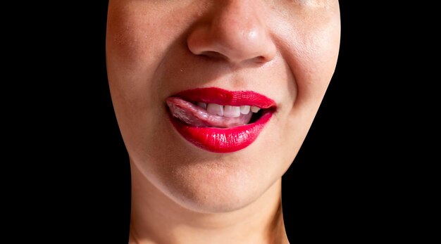 foto van mooie vrouwelijke lippen met lippenstift