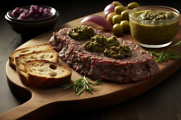 Foto van Olive tapenade op een charcuterie bord Olive