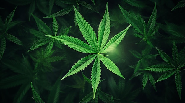 Foto van ontwerp van de achtergrond cannabis marihuana blad