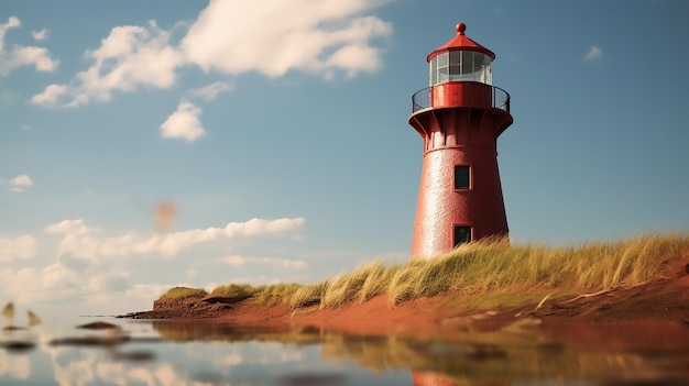 Foto van oude faro aan de kust