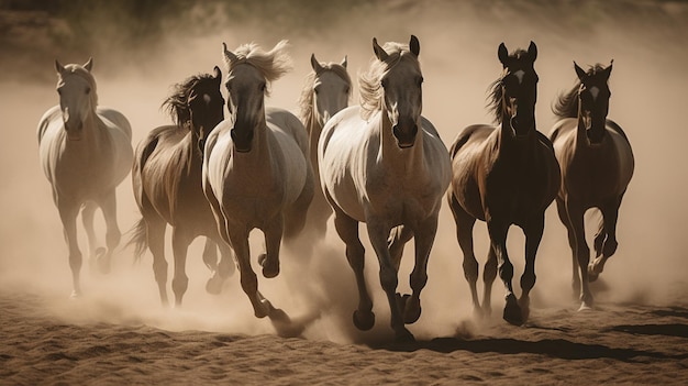 Foto foto van paarden die geen zand meer hebben.