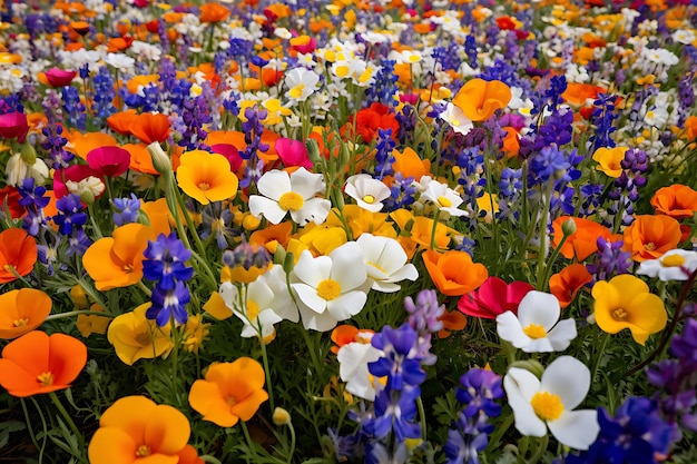 Foto foto van patronen in een veld van wilde bloemen natuur achtergrond