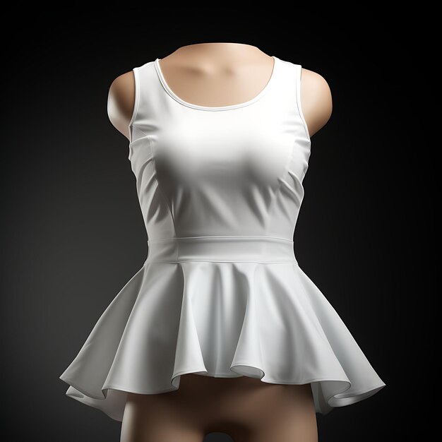 Foto foto van peplum top voor vrouwen zonder mouwen gemaakt met gestructureerde cott front view clean bg isolated