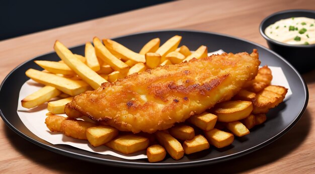 foto van Perfect fish chips fries with fries