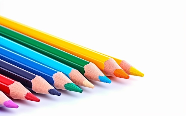 Foto van plat lag met kleurrijke potloodachtergrond