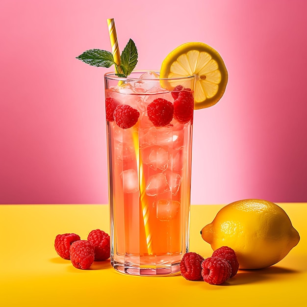Foto van Raspberry Lemonade Spritzer een sprankelende mix van Raspberry Lem Front View Clean BG