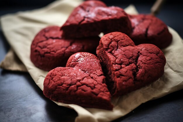 Foto foto van red velvet heartshaped brownies valentines