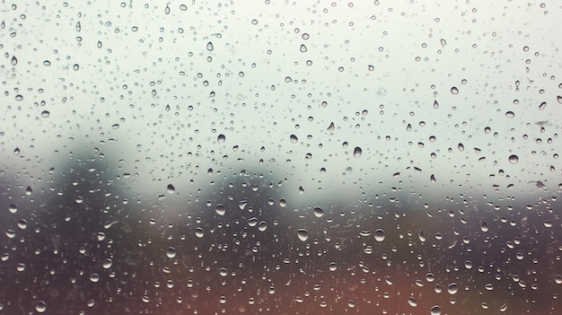 Foto van regenwaterdruppels op het landschap van een glazen raam