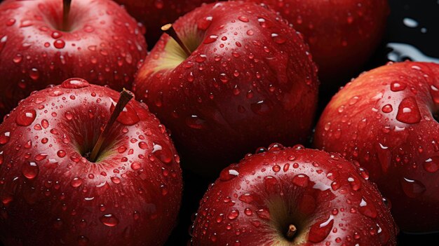 Foto van rode appels met druppels water