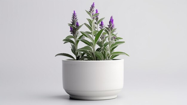 Foto van Salvia bloem in pot geïsoleerd op een witte achtergrond