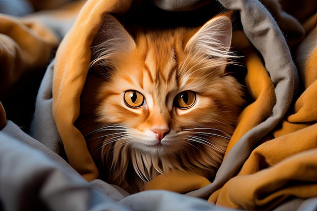 foto van schattige kittens die zich nestelen in een knusse deken