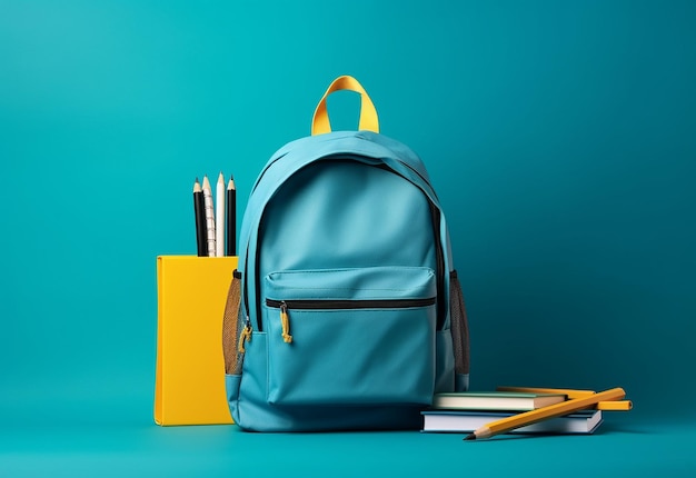 Foto van schooltas met educatieve artikelen