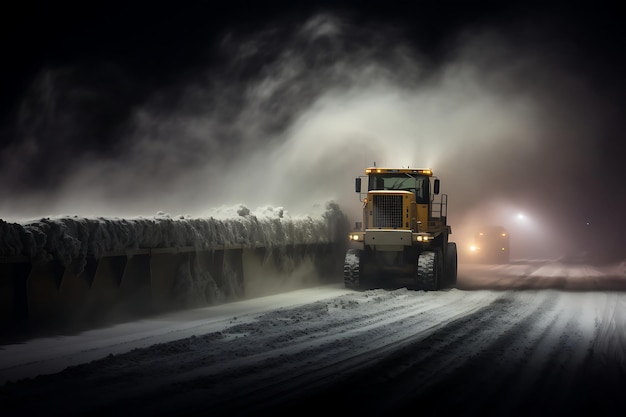 Foto van Snowplow die een pad maakt door een industrie