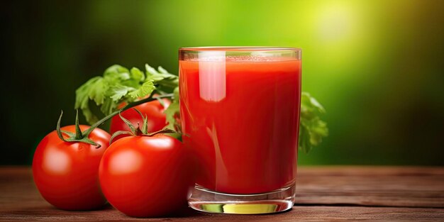 foto van Tomatensap Vers rood tomatendetoxsap in glas