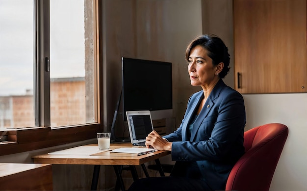 Foto van werkende ondernemersvrouw in fabriek met generatieve AI van machine en werknemer