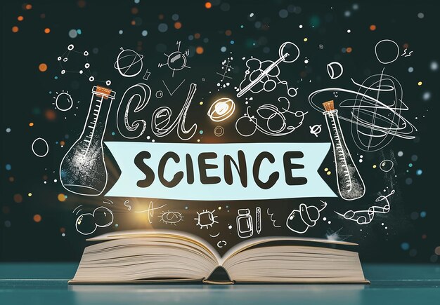Foto van wetenschap brief tekst effect web banner tekst ontwerp met onderwijs achtergrond