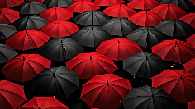 Foto van zwart en rood grote paraplu achtergrond landschap