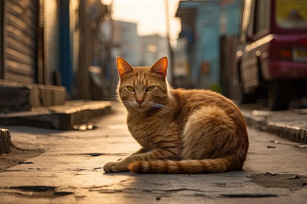 foto van zwerfkat in gevaar