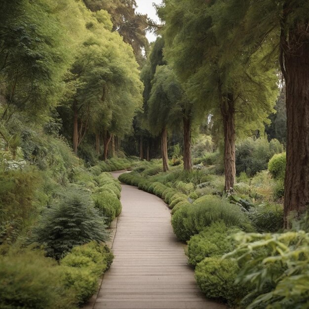 Foto foto voetpad tussen planten in het park