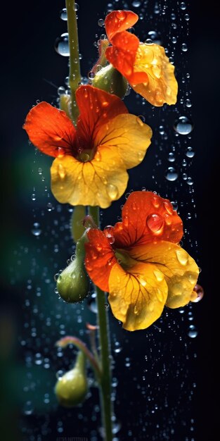 Foto voor een ansichtkaart Nasturtium bloem van dichtbij Het thema van de bloementeelt Generatieve AI