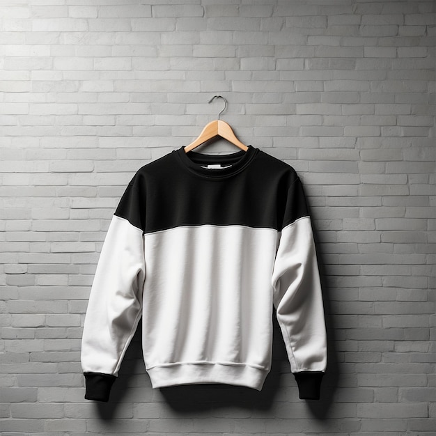 Foto witte en zwarte sweatshirts met copy space achtergrond op de muur