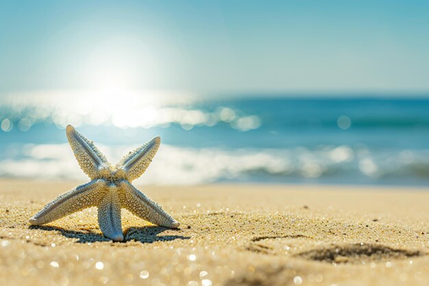 foto zeester op zomer zonnig strand bij de oceaan