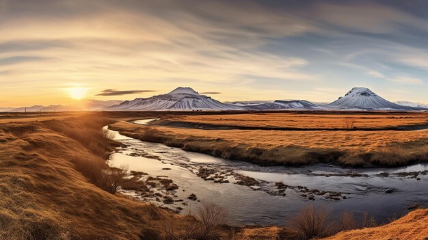 Foto zonsondergang landschapsarchitectuur Genatieve AI