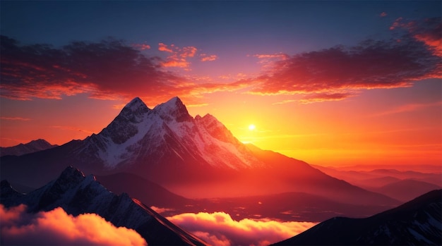 Foto zonsondergang weerspiegelt de spiritualiteit van de christelijke berg in de schoonheid van de natuur